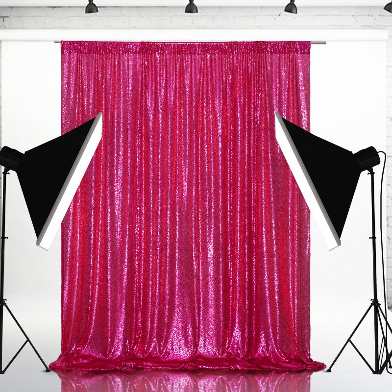 Eternal Beauty Hot Pink Sequin Backdrop, 5x7 Ft Glitter Background Curtains for Valentines Shimmer Photography Party Wedding Birthday Back Drop Decor - Image 3